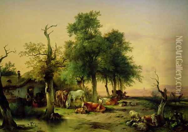 Pasture land Oil Painting - Friedrich Gauermann