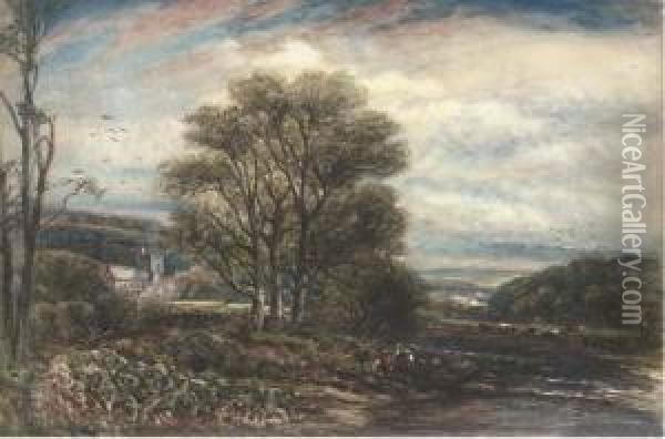 Anglers Before Lanercost Priory Oil Painting - James Orrock