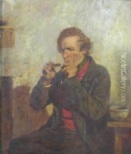 The Pipe Smoker Oil Painting - John Blake Macdonald