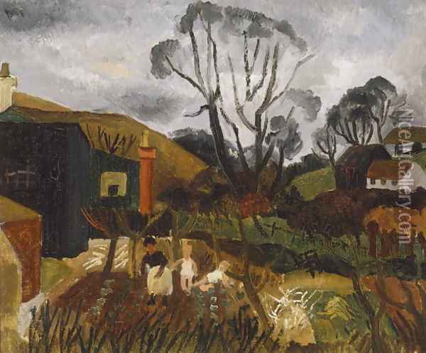Cottages in Cornwall, 1928 Oil Painting - Christopher Wood