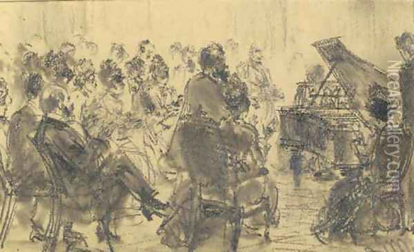 A piano recital Oil Painting - Adolph von Menzel