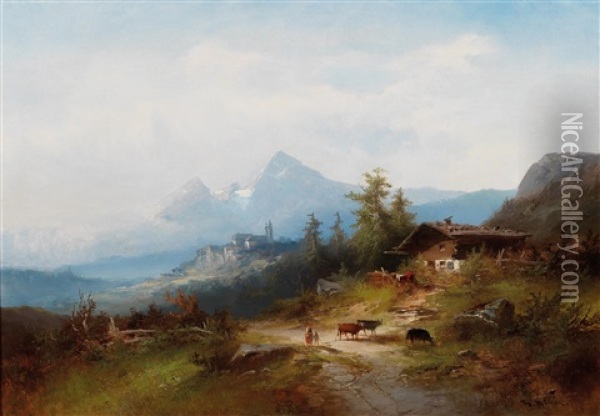 View Of The Pilgrimage Church Of Maria Plain Near Salzburg Oil Painting - Heinrich Hiller