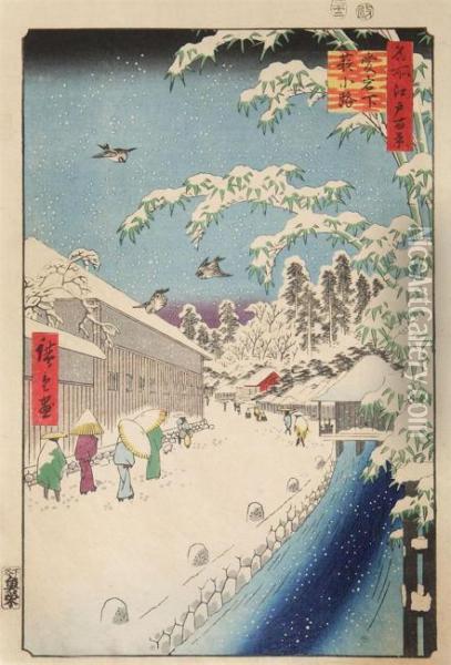 Agatishita Was Een Plaats In Het
 Aristocratische Minato District,aan De Voet Van De Atago Heuvel Oil Painting - Utagawa or Ando Hiroshige