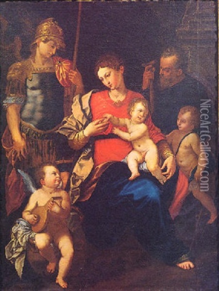 La Madonna Col Bambino E Santi Oil Painting - Scipione Pulzone