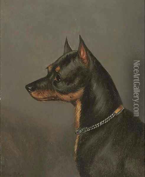 Head of a terrier Oil Painting - Edwin Loder