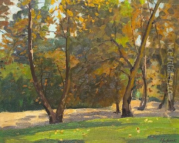 Sycamore Grove, Pasadena, California Oil Painting - Ferdinand Kaufmann
