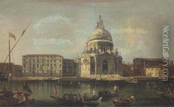 The Basilica Of Santa Maria Della Salute, Venice, Looking Southacross The Grand Canal Oil Painting - Francesco Albotto