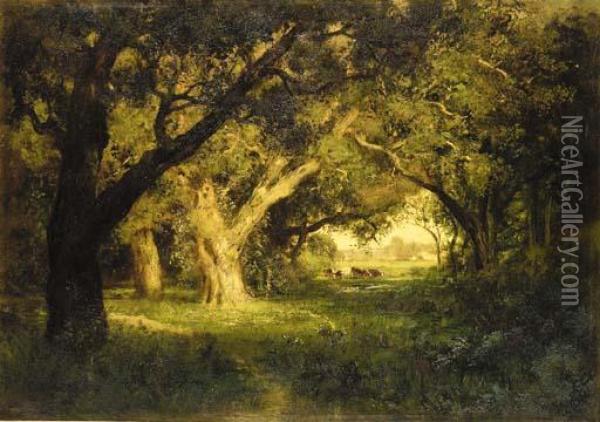 In The Pasture Oil Painting - William Keith