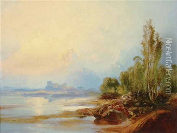 Scottish Highland Scene Oil Painting - Thomas Moran