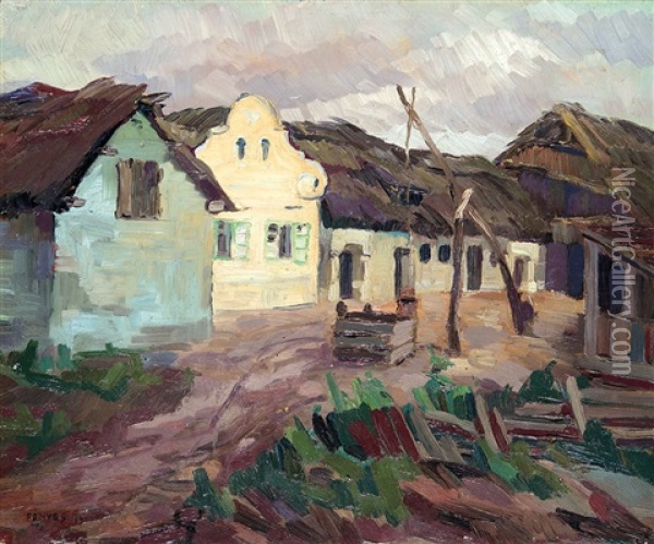 View Of Szolnok Oil Painting - Adolf Fenyes