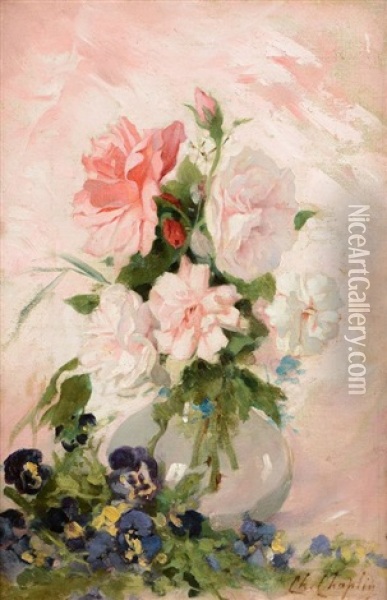 Vase De Roses Oil Painting - Charles Joshua Chaplin