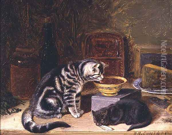 Two Cats Oil Painting - Horatio Henry Couldery