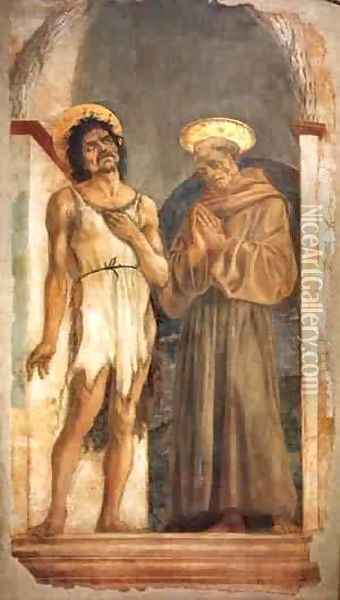 St John The Baptist And St Francis 1454 Oil Painting - Domenico Di Michelino