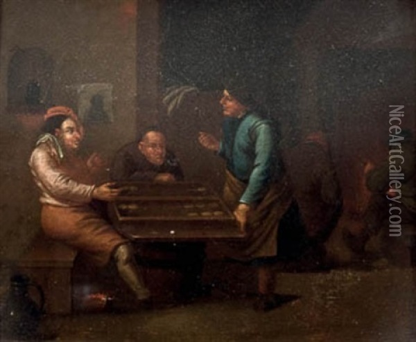 Aldeanos Jugando Al Backgammon Oil Painting - Egbert van Heemskerck the Elder