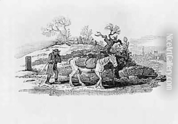 Geese carried to market from 'History of British Birds and Quadrupeds' Oil Painting - Thomas Falcon Bewick