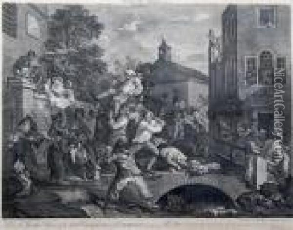Chairing The Members Oil Painting - William Hogarth