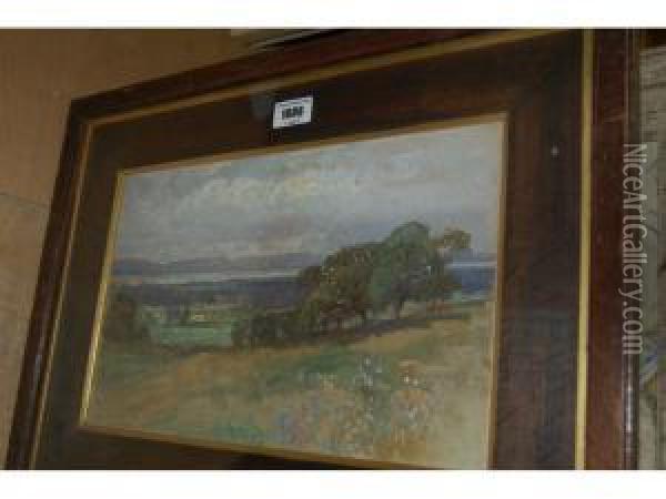 View Accross A Landscape With Distant
Estuary Oil Painting - Martin Snape