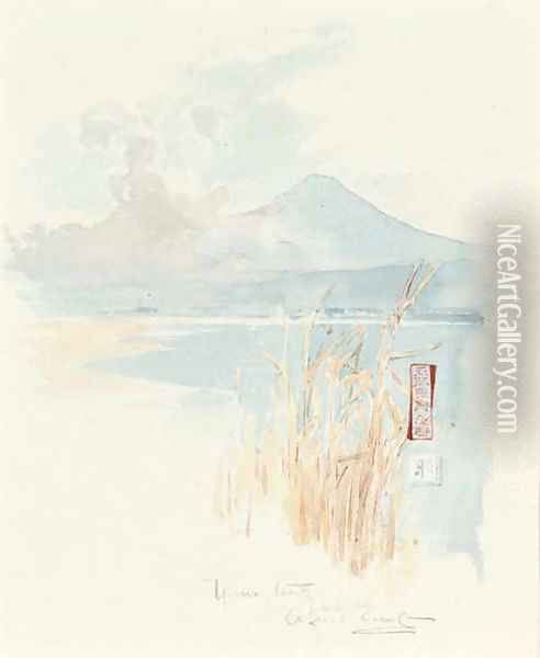 Rushes on the edge of a Japanese lake Oil Painting - Sir Alfred East
