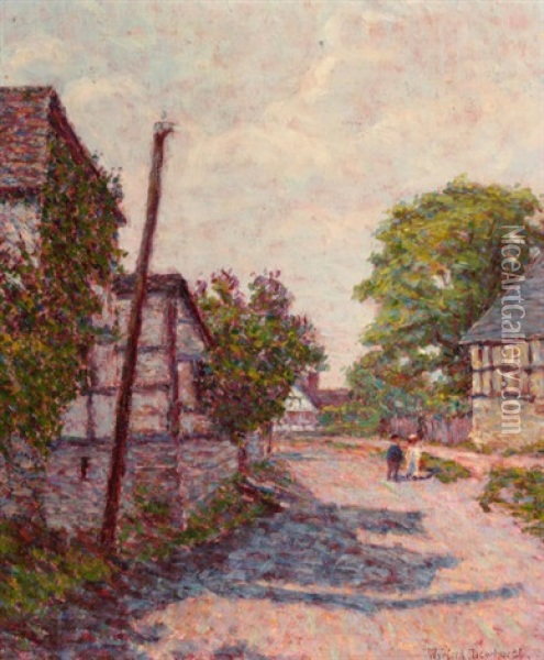 Rural Village Scene Oil Painting - Wynford Dewhurst