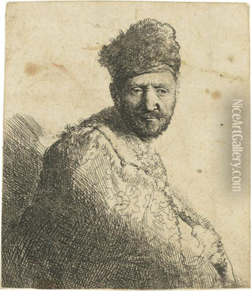 A Bearded Man Oil Painting - Rembrandt Van Rijn