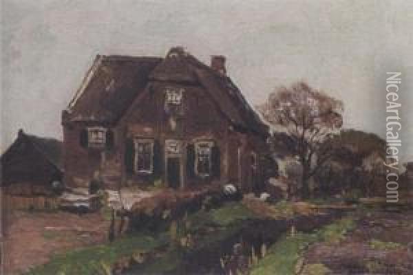Oude Pastorie Te Kortenhoef Oil Painting - Bernard Antoine Van Beek