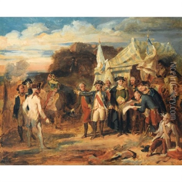 La Prise De Yorktown Oil Painting - Louis-Charles-Auguste Couder