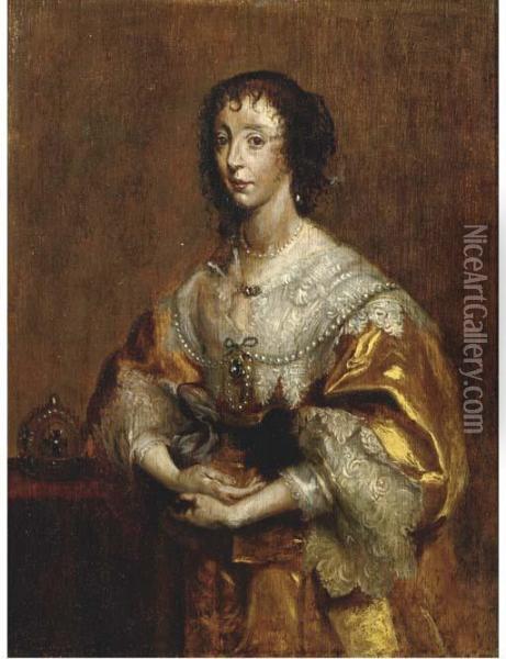 Portrait Of Queen Henrietta Maria Oil Painting - Sir Anthony Van Dyck