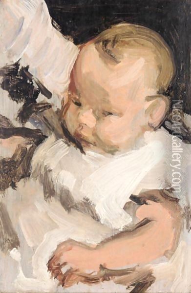 Portrait Of A Baby Oil Painting - Samuel John Peploe