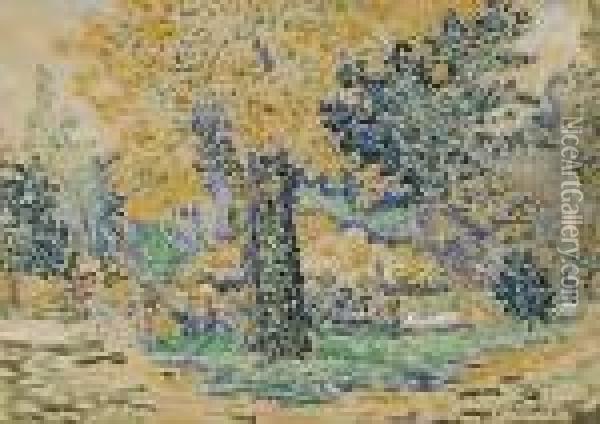 Personnages Dans Un Parc. Ca. 1908-1909 Oil Painting - Paul Signac