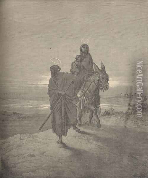 The Flight Into Egypt Oil Painting - Gustave Dore