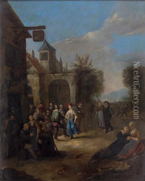 Rejouissances Paysannes A L'exterieur De L'auberge Oil Painting - Egbert van Heemskerck the Elder