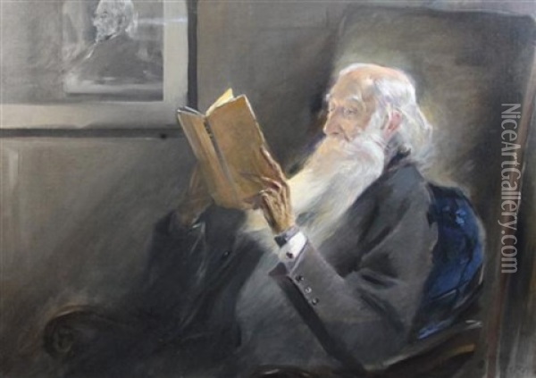 Portrait Of Lord Armistead, Seated Reading A Book Oil Painting - John McClure Hamilton