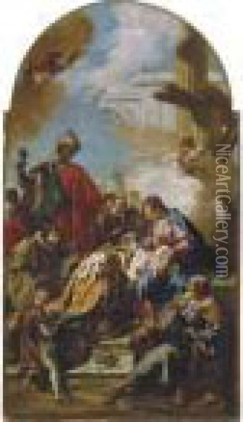 L'adorazione Dei Magi Oil Painting - Giovanni Battista Pittoni the younger