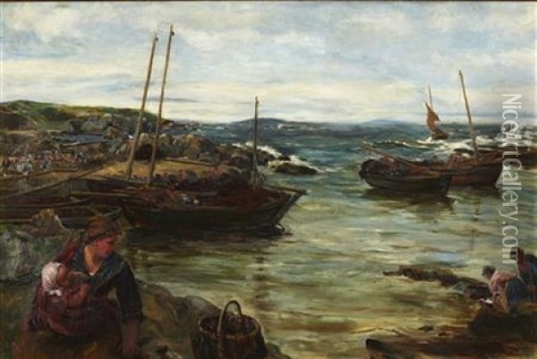 Return Of The Fleet, Macduff Oil Painting - John Robertson Reid