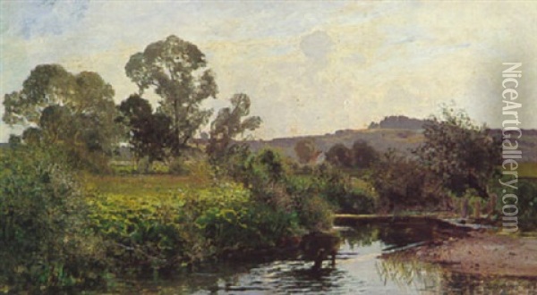 Flusslandschaft Oil Painting - Richard Von Poschinger