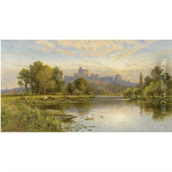 The Thames At Windsor Oil Painting - Alfred Augustus Glendening Sr.