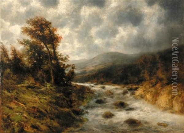 Swiftwaters In A Landscape Oil Painting - Thomas Bailey Griffin