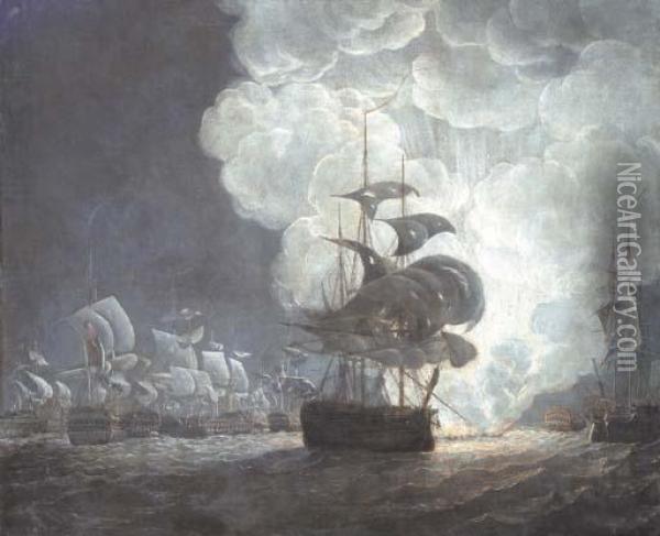 Battle Of The L'orient Oil Painting - Thomas Luny