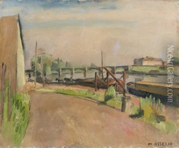 Paysage De Bord De Riviere Et Pont Oil Painting - Maurice Asselin