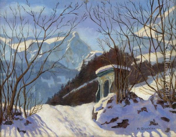 Winter Im Schwarzwald Oil Painting - Hermann Dischler