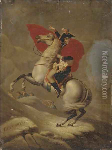 Napolean Bonaparte crossing the Alps by the Great Saint Bernard Pass- 1800 Oil Painting - Jacques Louis David