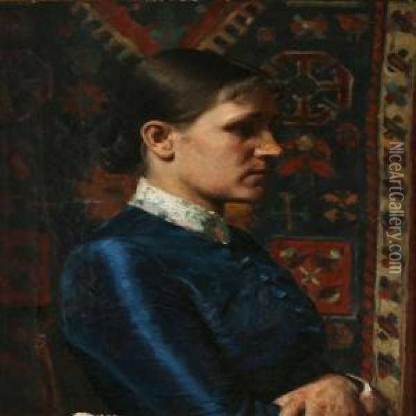 Profile Portrait Of A Woman Oil Painting - Bernhard Ulrik Middelboe