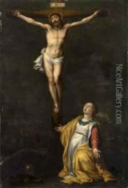 Le Christ En Croix Et La Madeleine Oil Painting - Otto van Veen