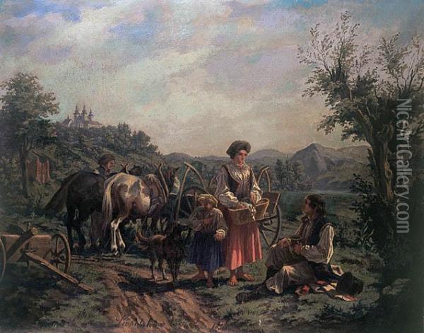 Odpoczynek Oracza [spoczynek Pod Bielanami] Oil Painting - Wilhelm Leopolski