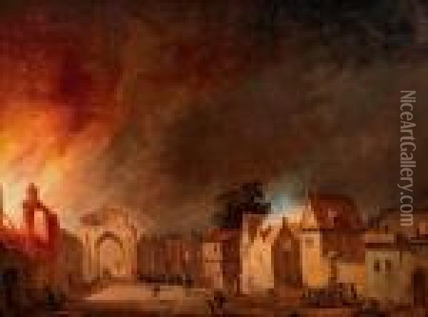 Incendio Notturno In Una Citta Oil Painting - Franz Edmund Weirotter
