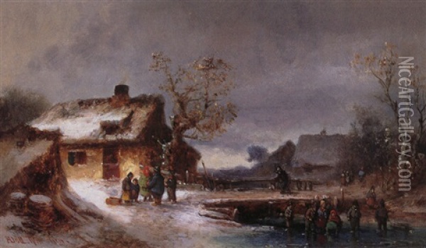 Winter Im Dorf Oil Painting - Anton Doll
