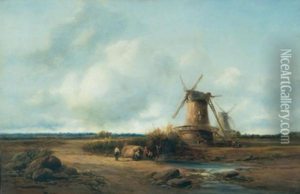 A Dutch Pastoral. Oil Painting - James Webb