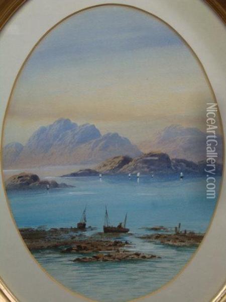 A Scottish Coastal Scene With Sailing Yachts Oil Painting - Leonard Lewis