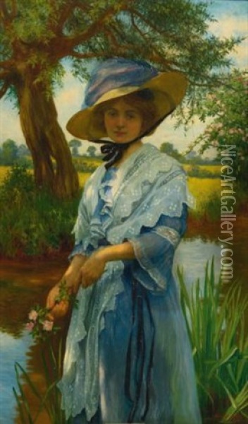 By The River Oil Painting - W. Savage Cooper
