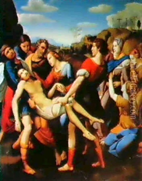 La Deposizione (da Raffaello) Oil Painting - Giovanni Battista Salvi (Il Sassoferrato)